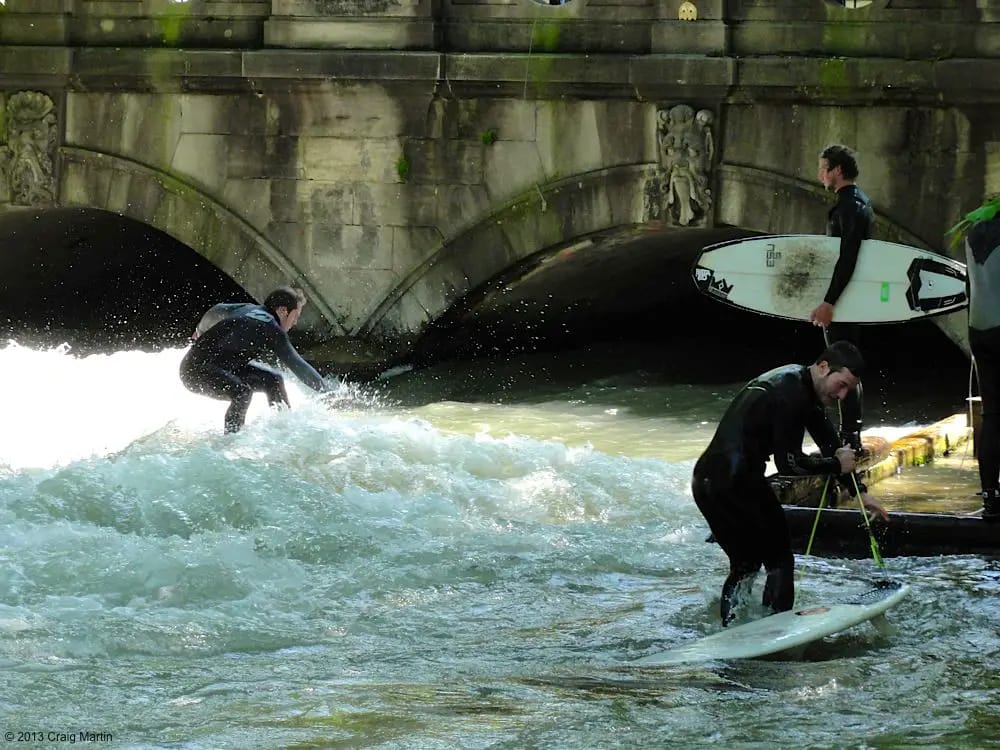 In Munich, you can surf on a river while couchsurfing!