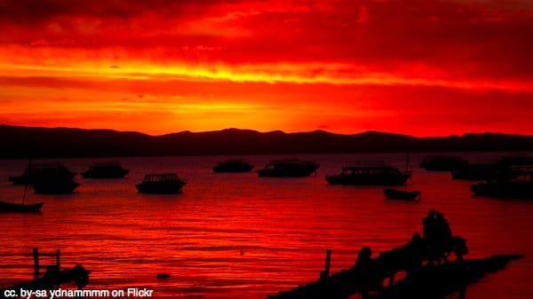 Sunset in Copacabana Bolivia by ydnammmm