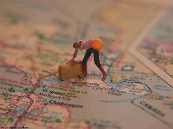 Traveller on map