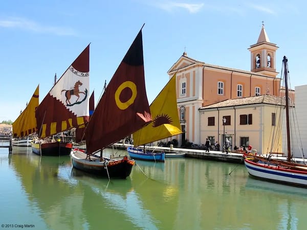 The floating museum in Cesenatico's canal harbour.
