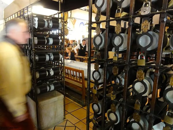 Here's the beer stein lockers in the Hofbrauhaus!