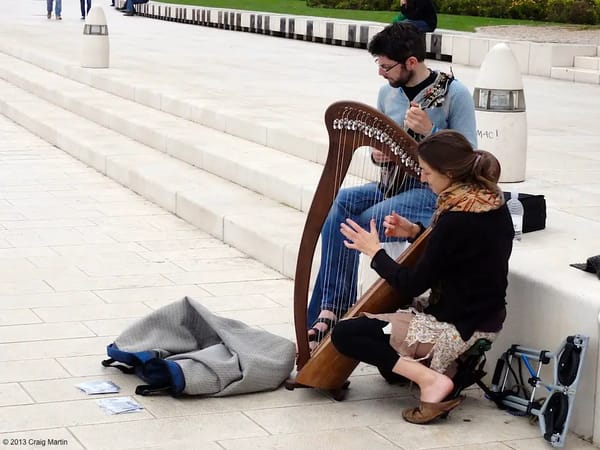 Annie and Colin busking on the Zadar waterfront