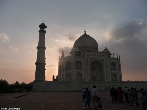 Sunset at Taj Mahal in April.