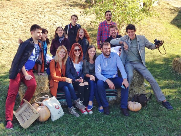 Moldovan and Romanian bloggers at Asconi Winery in Moldova.