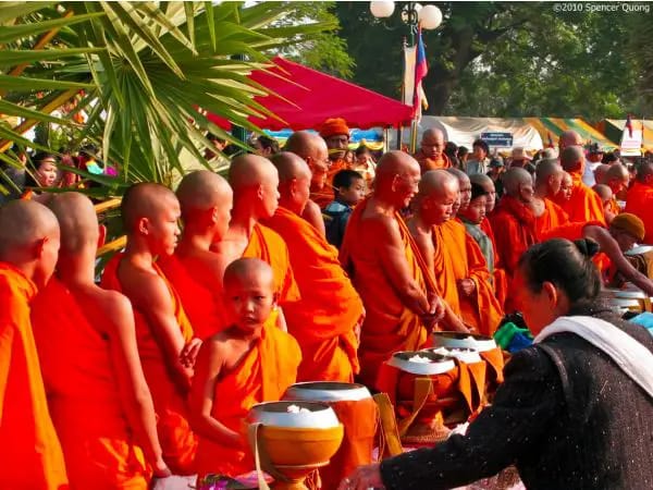Alms to the Monks That Luang Festival Laos