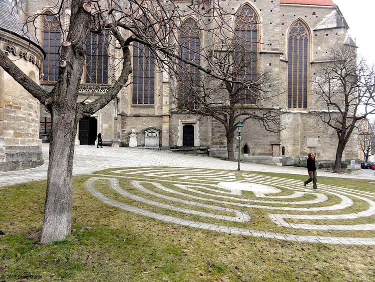 Linda and the labyrinth in Mödling, Austria