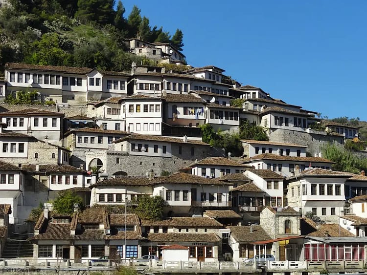Houses up a hill in Albania