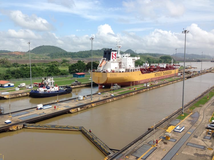 Miraflores locks of Panama Canal