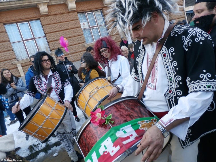 Drums at the International Festival of the Masquerade Games in Pernik, Bulgaria