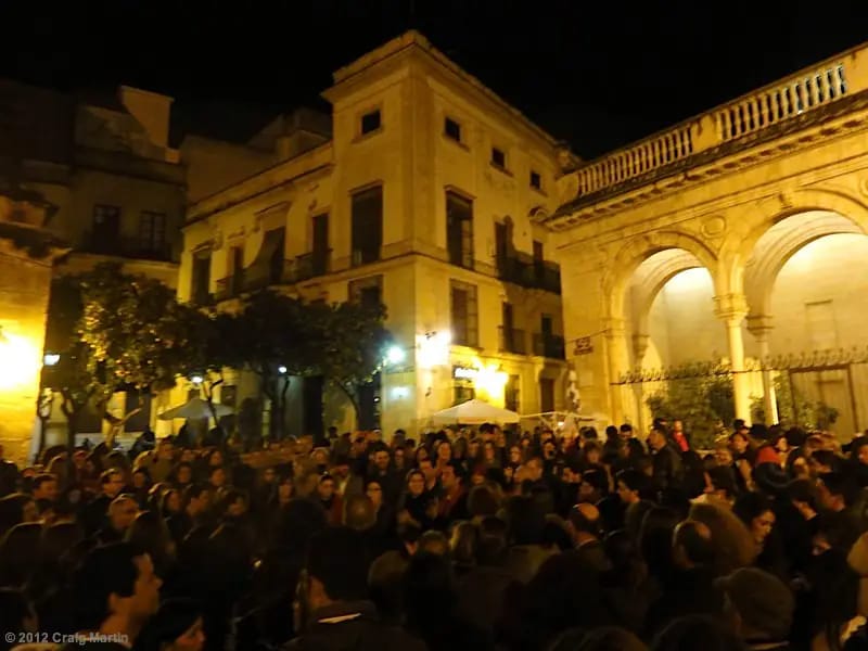 Party in the plaza in Jerez, Spain.