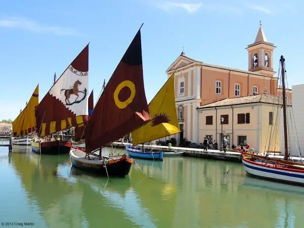 The floating museum in Cesenatico's canal harbour.