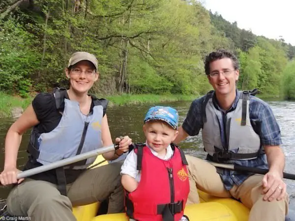 Oh, and we've also travelled with one of the smaller members of the family: Linda's nephew Henry. This is us rafting down the Vltava River near Cesky Krumlov.